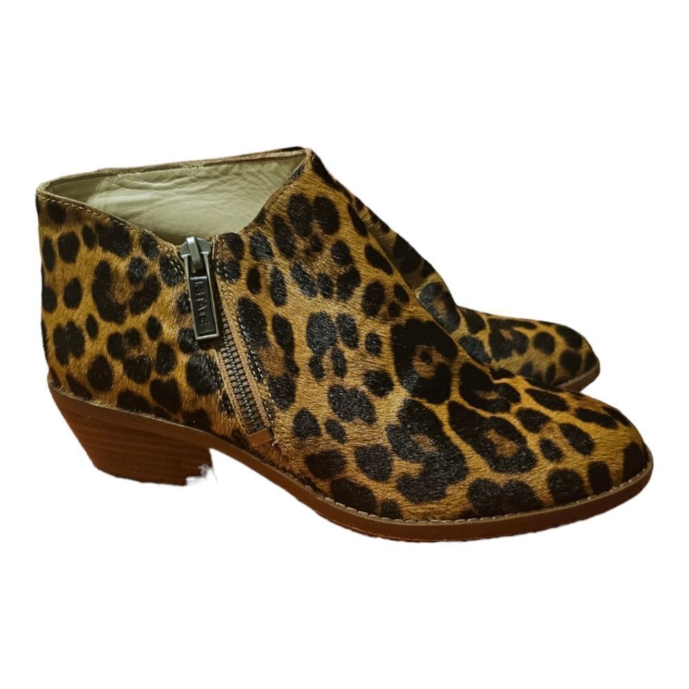 1.STATE Rosita Leopard Calf Hair Block‎ Heel Booties - Size 8